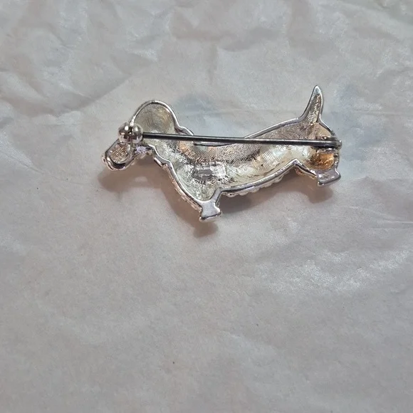 Sparkling Silver Dog Brooch - Picture 2 of 2